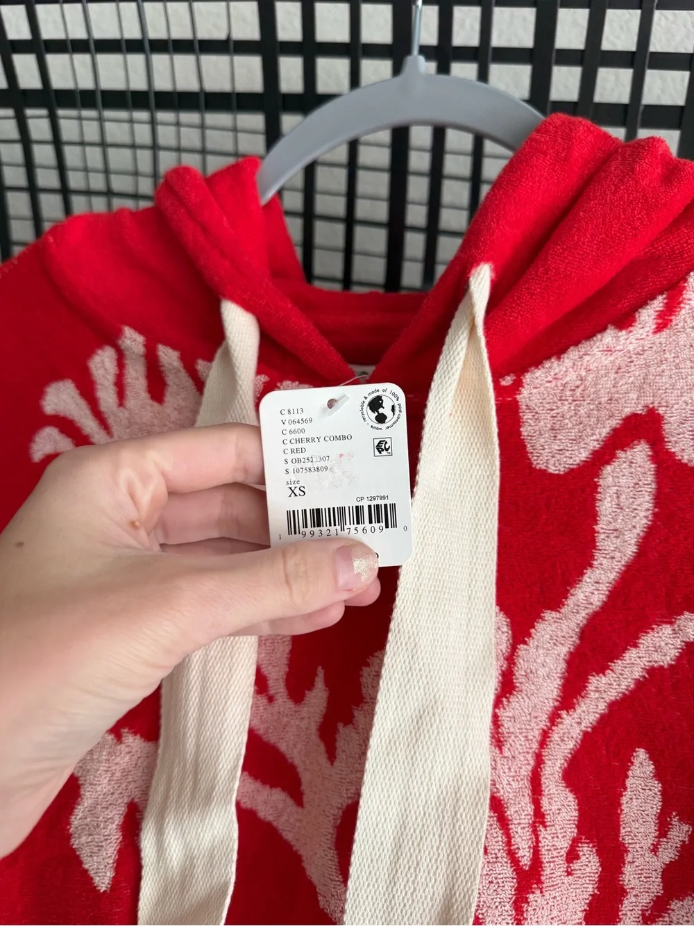 Free people Shell Baby Hoodie cherry red